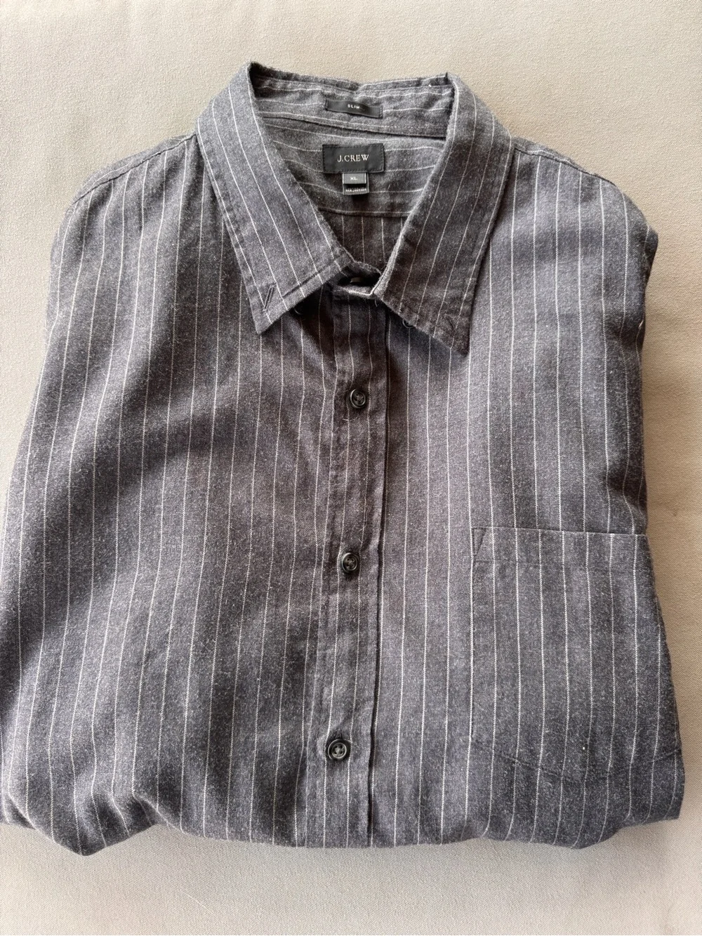 J.Crew Men’s XL Charcoal Gray Pinstripe Long Sleeve Button Up Shirt